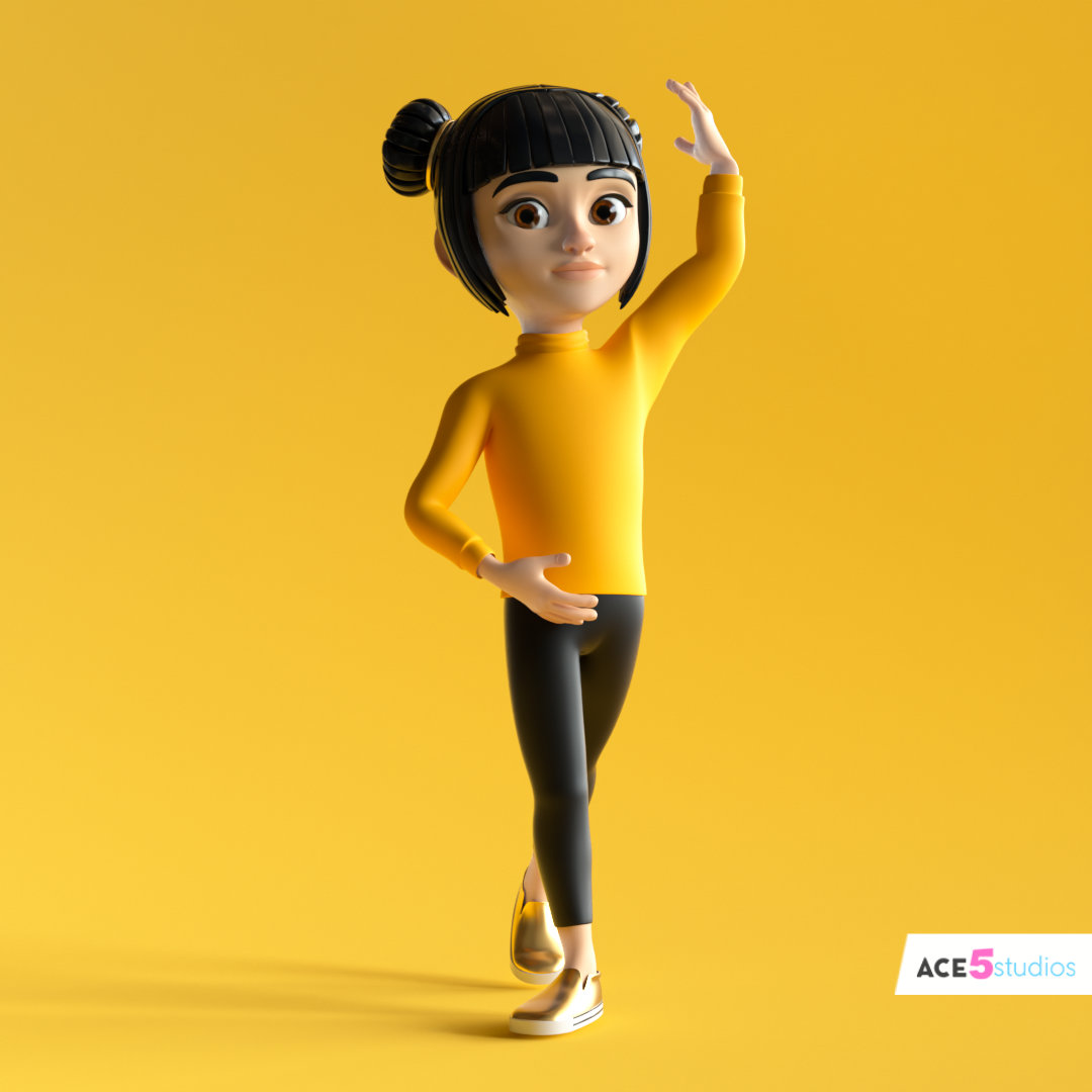 girl dancer Cinema 4d character rigs, animation ready c4d, controllers, mocap compatible mixamo