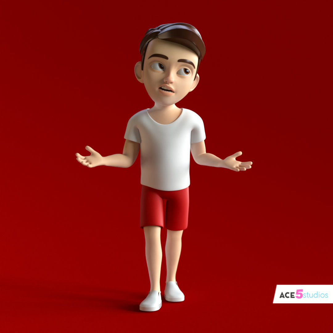 boy in red shorts Cinema 4d character rigs, animation ready c4d, controllers, mocap compatible mixamo