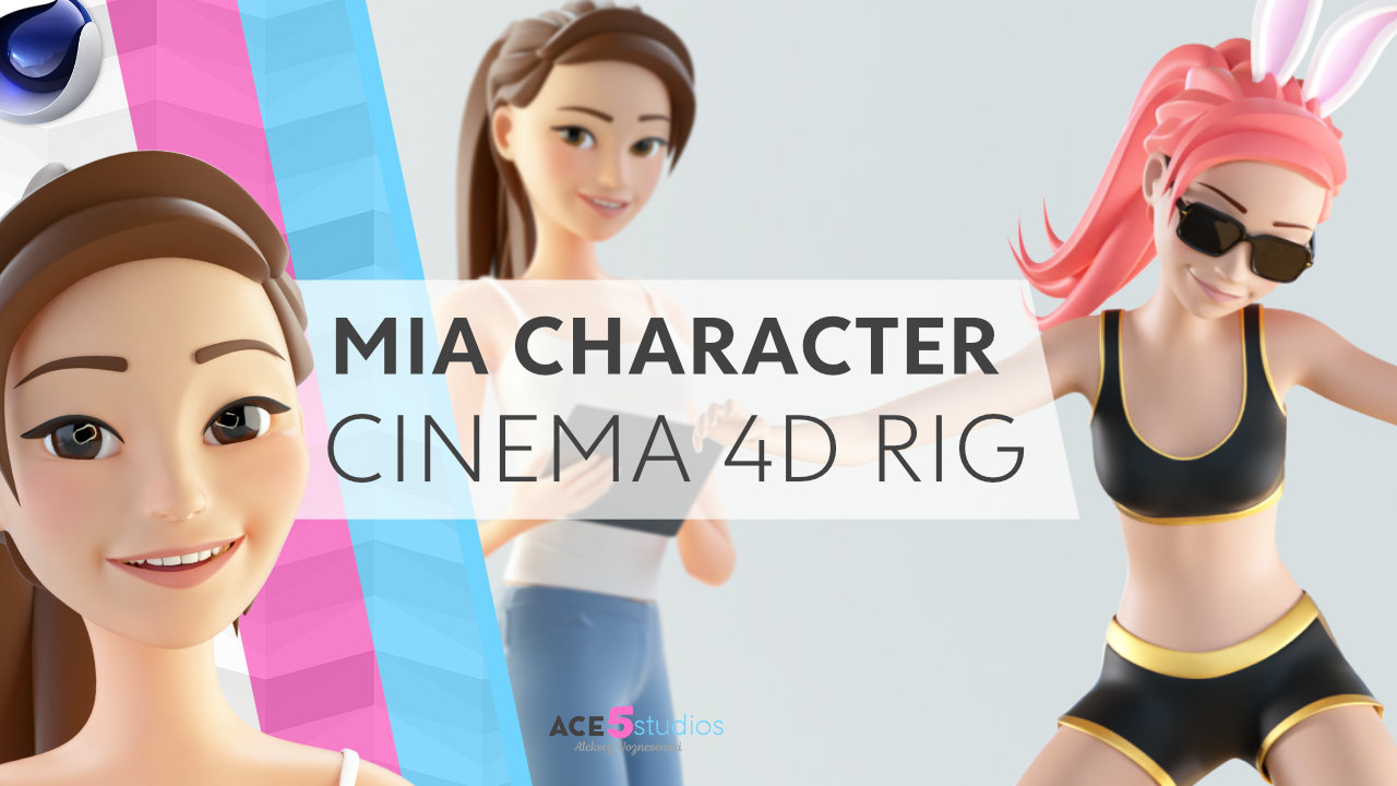 Cartoon stylized character in c4d. Rigged in cinema 4D. ready for animation in cinema4d. Royalty free download. 3d model. Face rig, facial animation. female, girl, woman, lady