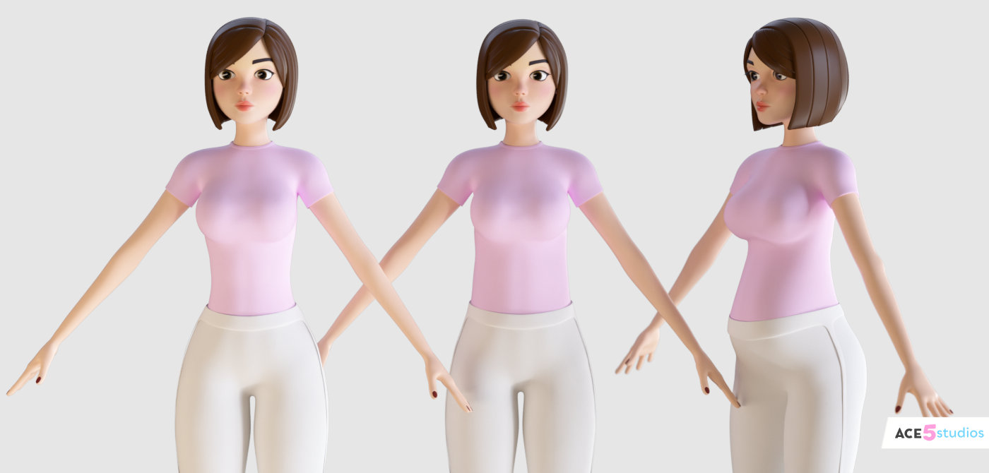 Cartoon stylized character in c4d. Rigged in cinema 4D. ready for animation in cinema4d. Royalty free download. 3d model. Face rig, facial animation. pregnant, carrying a baby