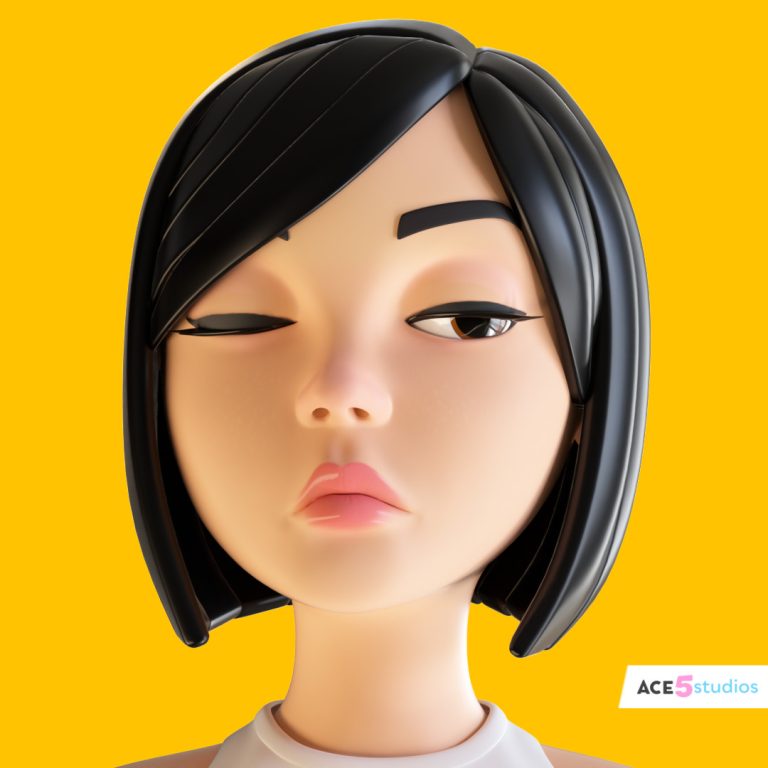 Cartoon stylized character in c4d. Rigged in cinema 4D. ready for animation in cinema4d. Royalty free download. 3d model. Face rig, facial animation. Female, girl, lady, woman suspicious