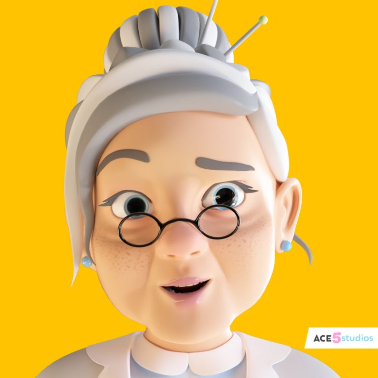 Cartoon stylized character in c4d. Rigged in cinema 4D. ready for animation in cinema4d. Royalty free download. 3d model. Face rig, facial animation. old lady, woman, granny, grandma, grandmother interested in your story